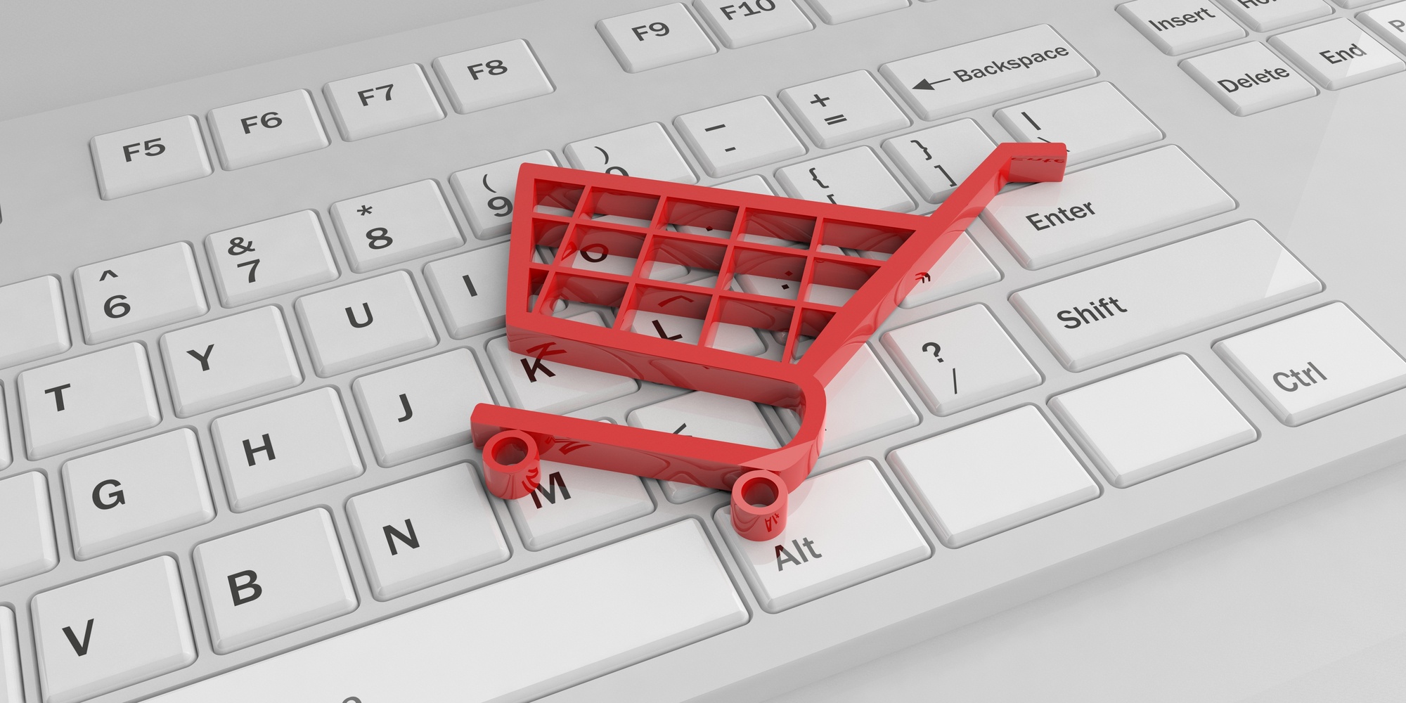 Ecommerce Website Designers Shopping Image with Red Shopping Cart