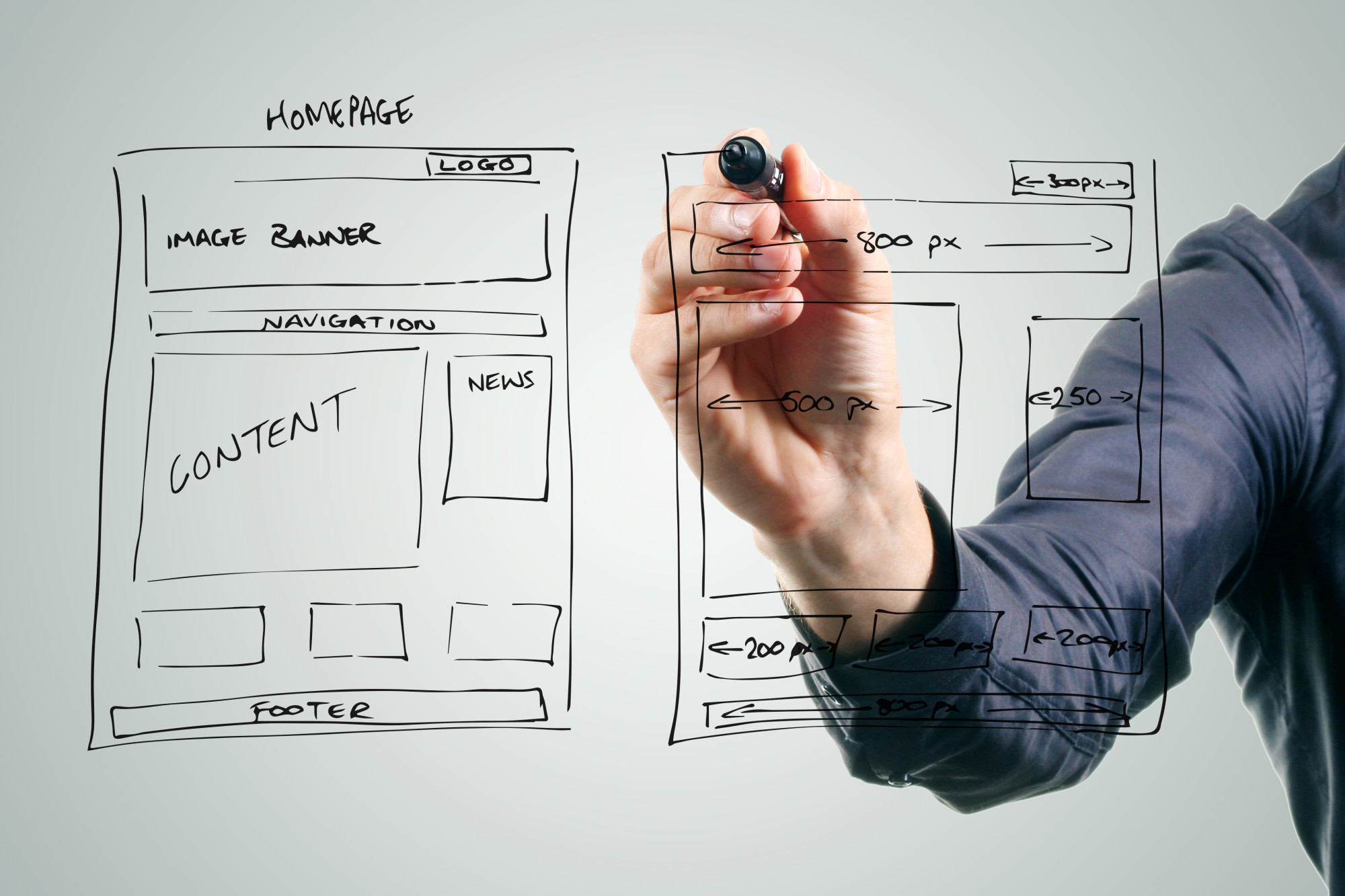 how long does it take to build a website drawn on board in form of web layout